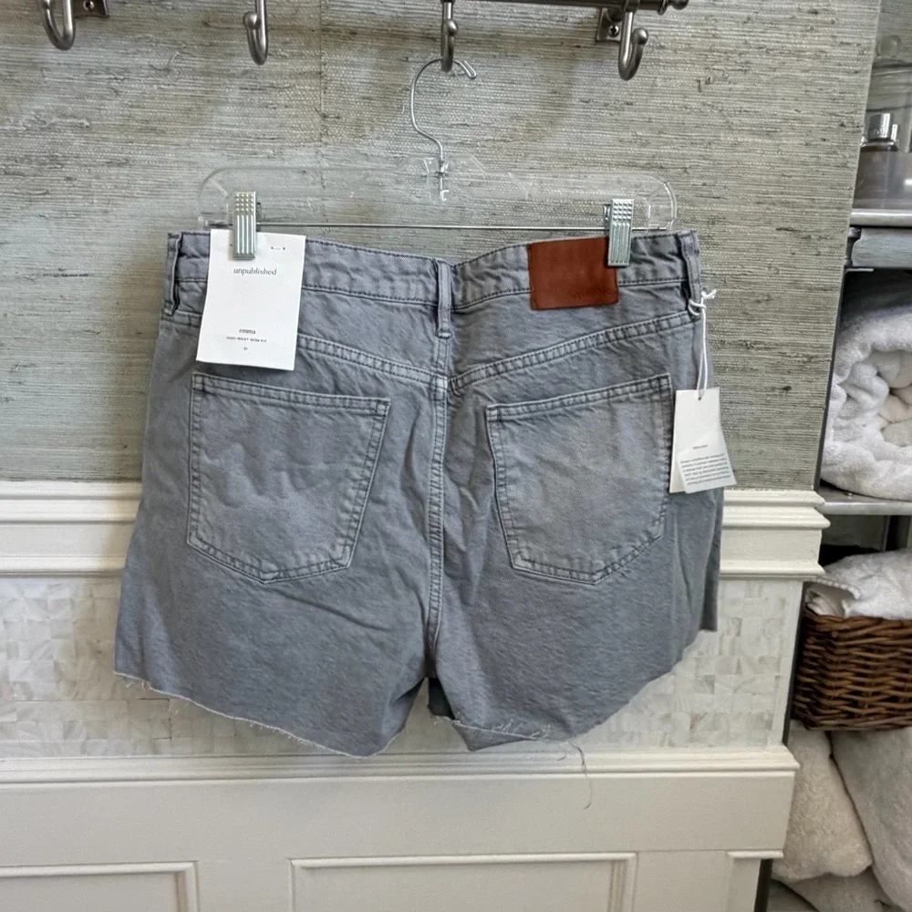 NWT new 31 Anthropologie unpublished emma Gray Denim Jean shorts mom fit - Picture 10 of 17